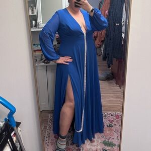 Mac Duggal Royal Blue Long Sleeve Dress